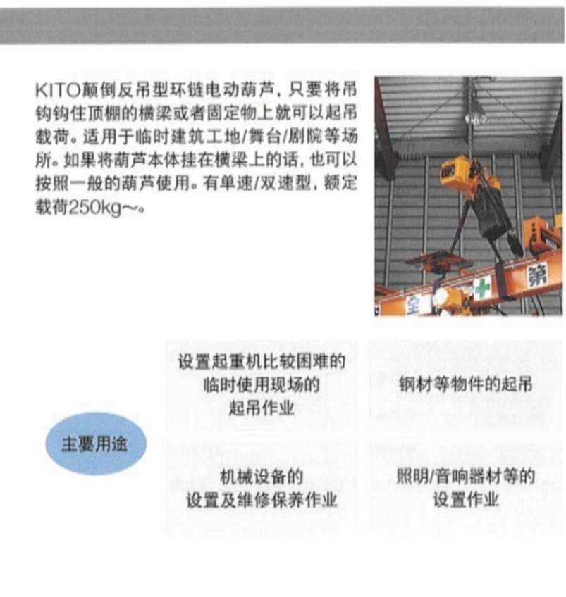 日本 KITO   颠倒反吊型环链电动葫芦图2